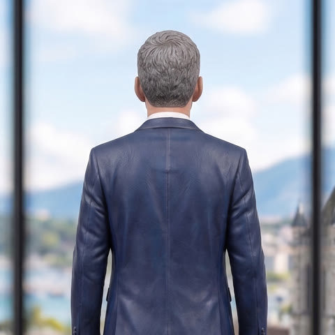 La figurine de dos, vue de Genève