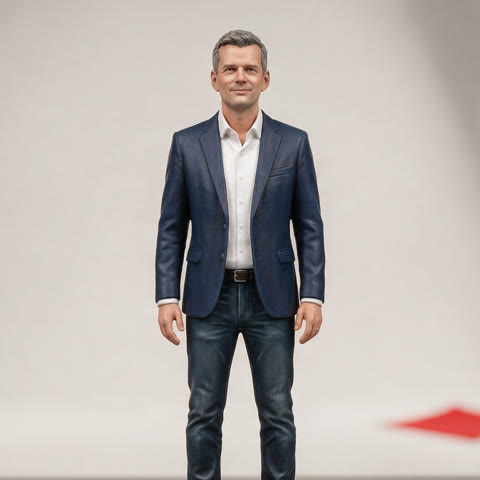 La figurine en studio, face